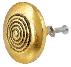 Round Spiral Antique Golden Aluminium Cabinet Knob